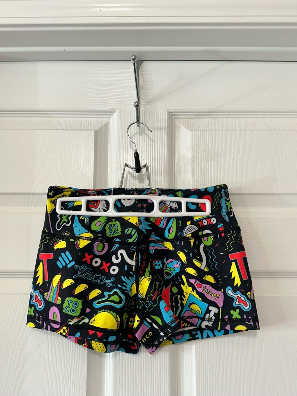 BeastWorx Neon Taco Tuesday Print Shorty Shorts